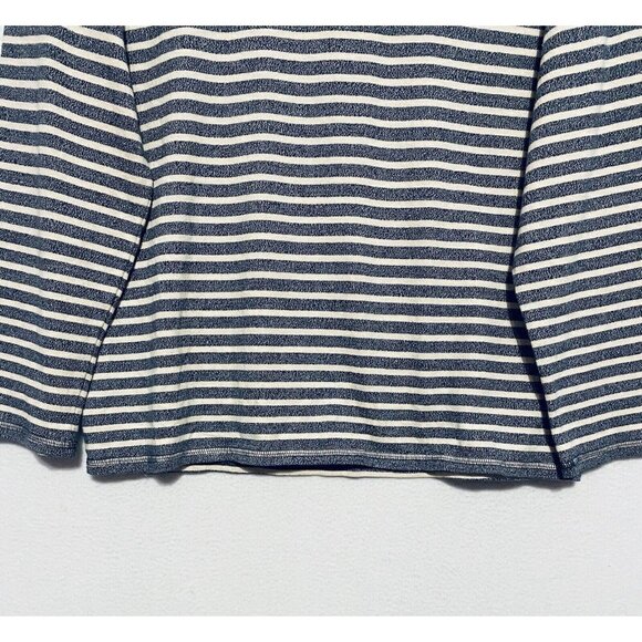 Madewell Top Womens Small Blue Ivory Striped Long Sleeve Comfy Stretch Boho - Picture 2 of 6